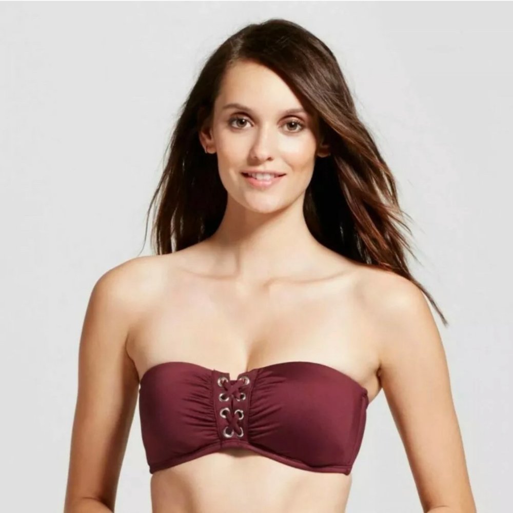 Mossimo Elegant Bandeau Bikini Swim top Maroon
